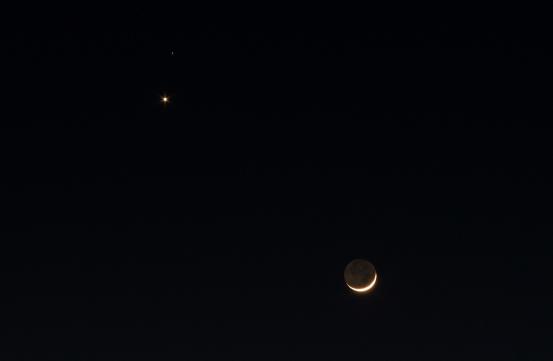 Mars, Venus und Mond auf einem Bild am 20.02.2015